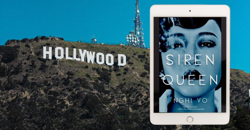 Hollywood Sign with EReader Displaying Siren Queen