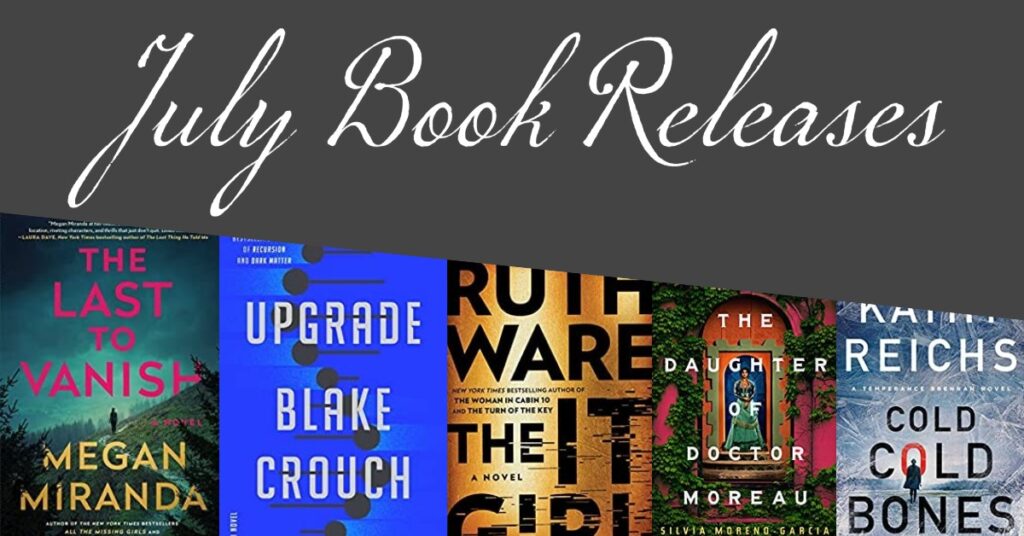 5 book covers with "July Book Releases" in text