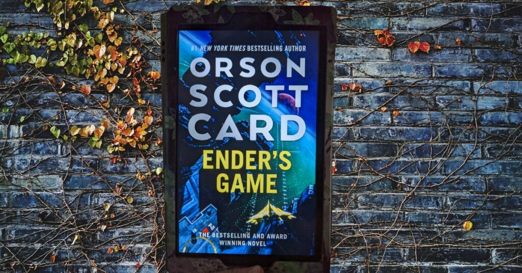 eReader displaying the cover of Ender's Game