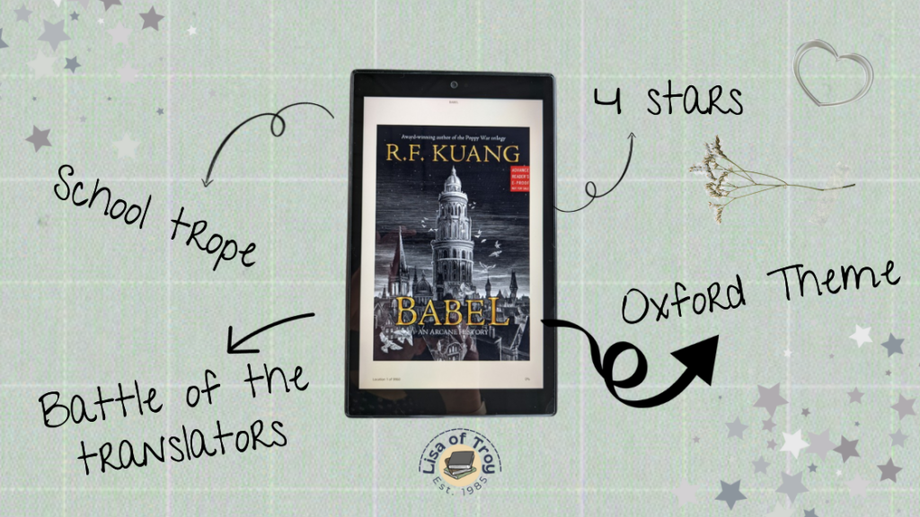 EReader showing cover of Babel